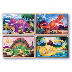 Melissa and Doug 4 в 1 Динозаври - Дървен пъзел 